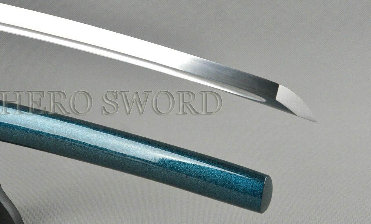 HERO SWORD 41 inches Katana Handmade Sharp Full Tang Japanese Samurai Sword Clay Tempered T10 Steel,Damascus Steel,1095 Steel,Real Weapons for Men Battle Ready