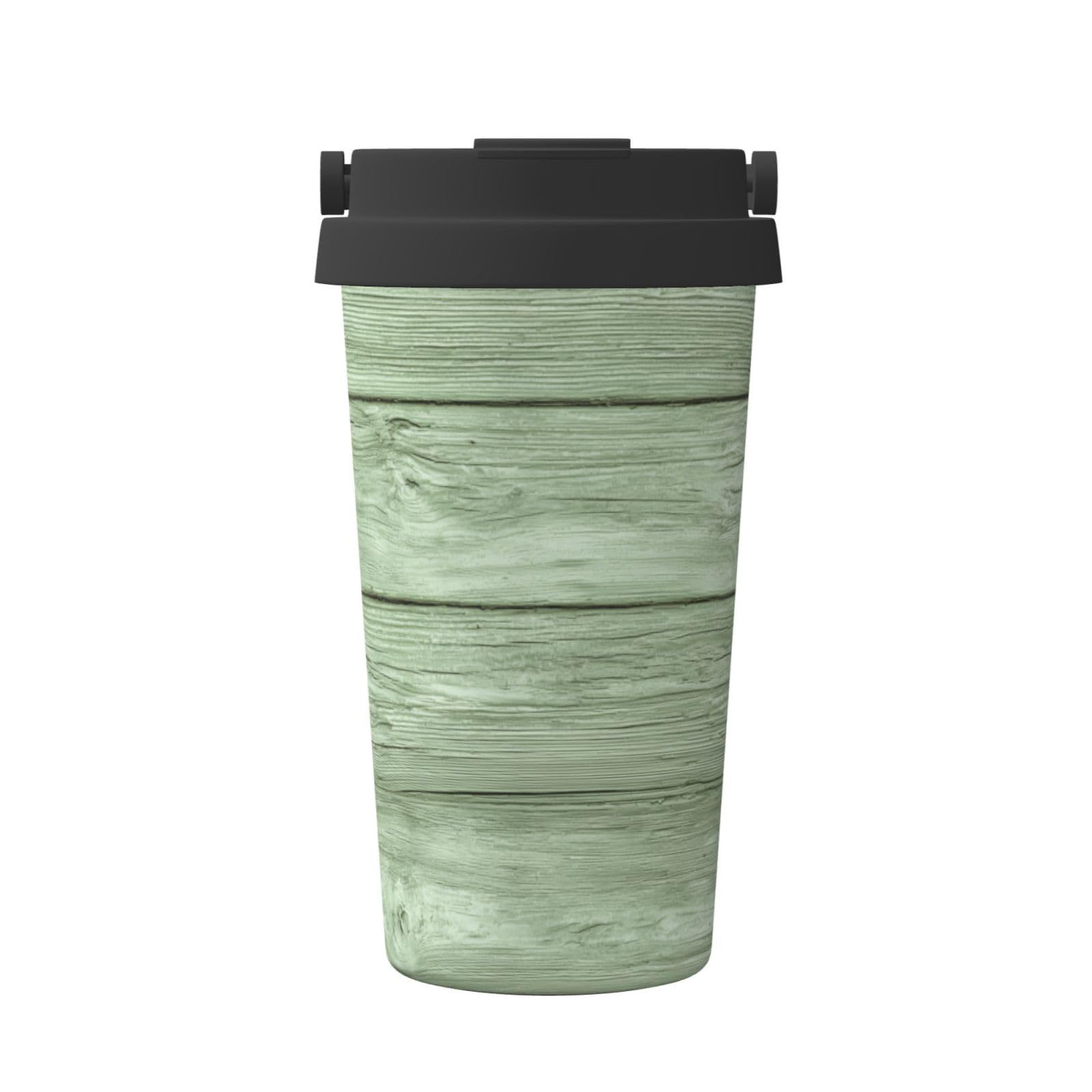 Taza de café aislada de acero inoxidable con acabado texturizado premium verde