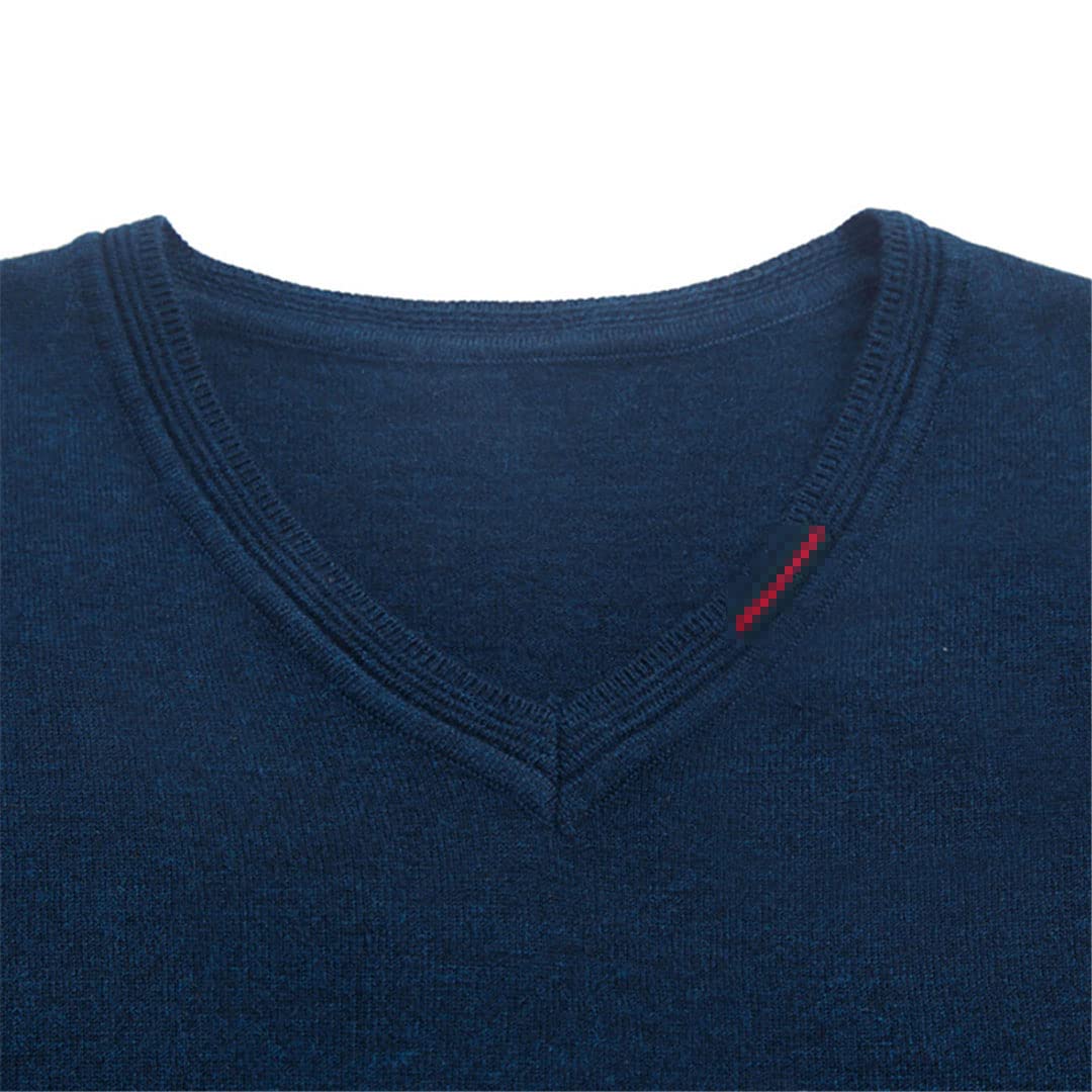 Vogrtcc Jersey de punto de moda para hombre con cuello en V suéter coreano otoño invierno casual Jumper, Negro, XXL
