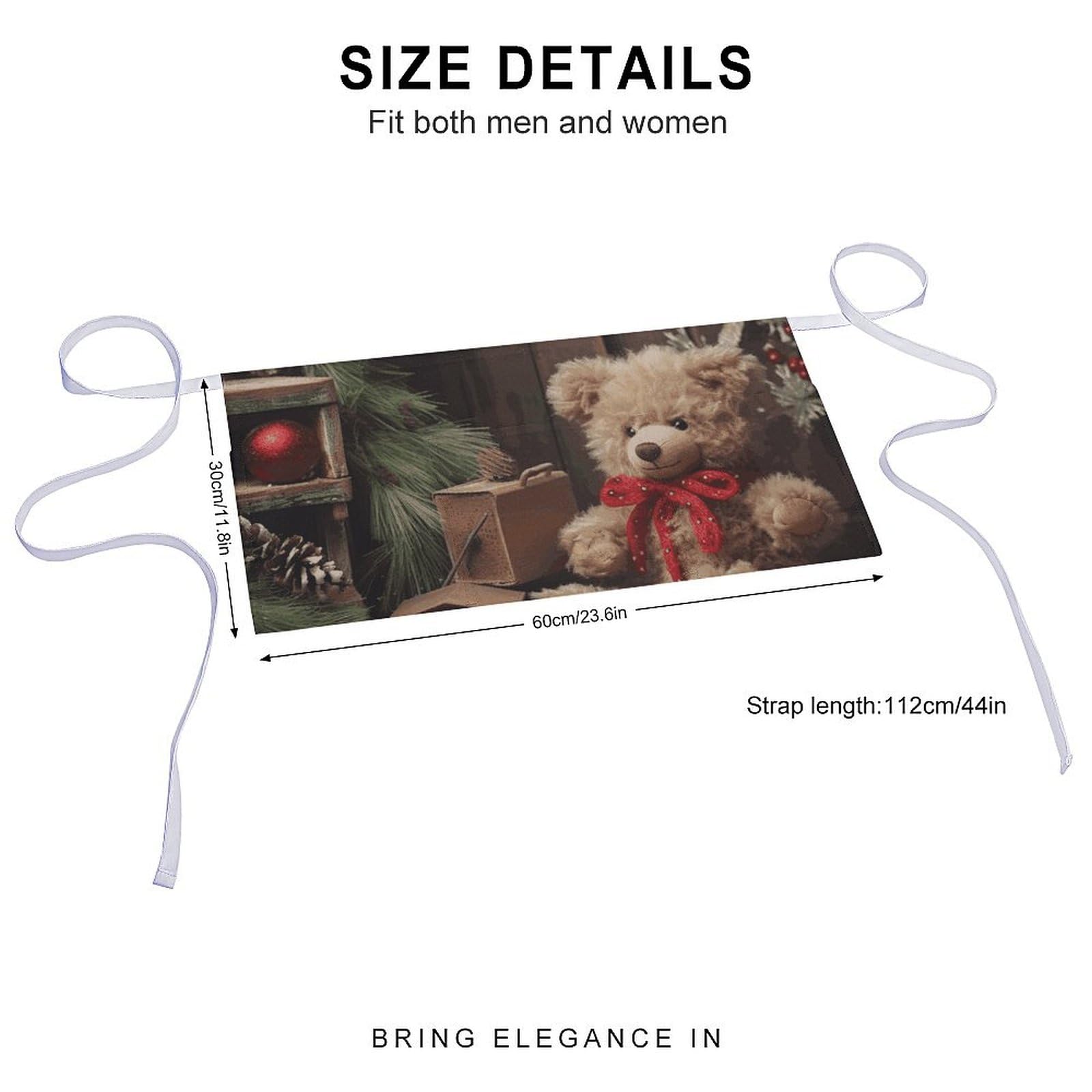 DJUETRUI Xmas Tree Branch Bear Doll Adjustable for Women Men with Pockets Extra Long Lab Apron Butcher Apron Oxford Cloth Cotton Apron for Kitchen Cooking Baking