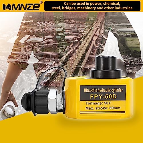 Image of 50T 65mm /2.6 inch Stroke Hydraulic Cylinder Low Profile Jack Multi-Section Ram Jack Lifting Cylinder for Machinery Ship Bridge Construction