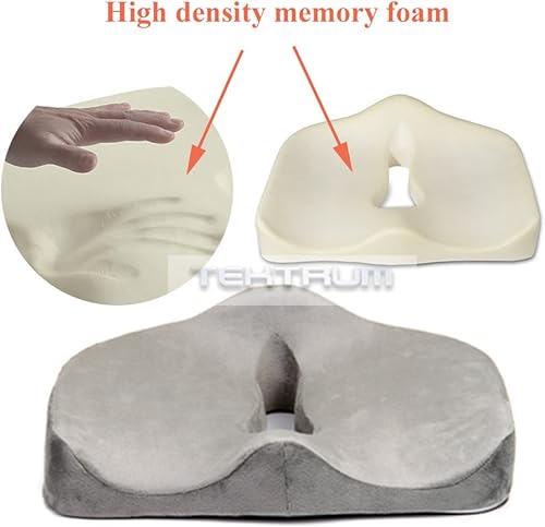 Miniatura 8 de Tektrum Cojín ortopédico de espuma viscoelástica para dolor de espalda, ciática, coxis, coxis, alineación espinal, hemorroides, próstata, sentado