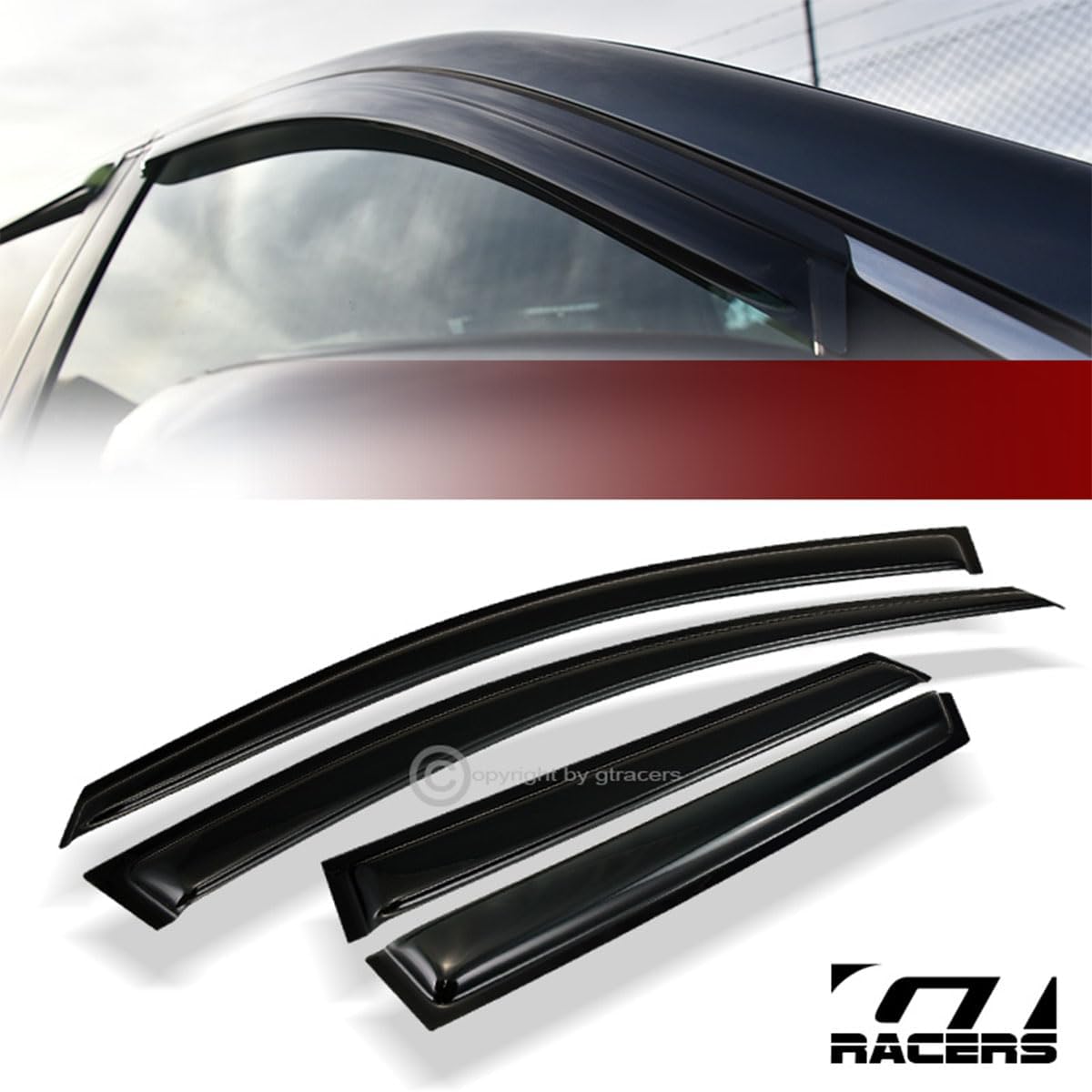 R&L Racing Non-in Channel Smoke Window Deflector Sun/Rain/Wind Guards Compatible with 2010-2013 Mazda 3 Mazda3 Hatchback 4P Set
