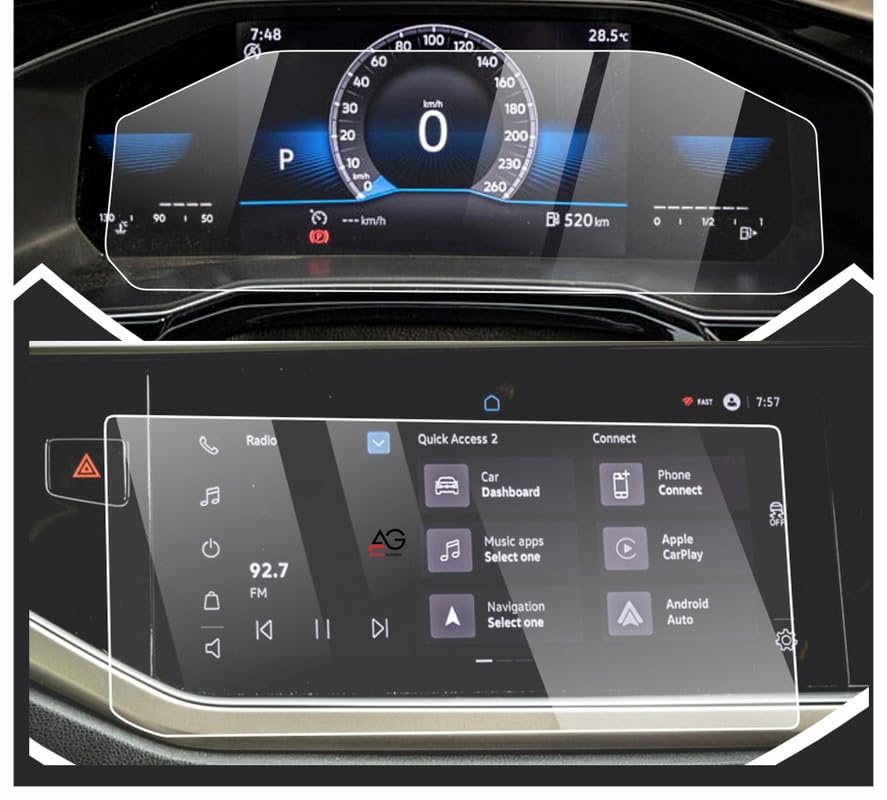 ANDEAL GUARDS Infotainment System Screen Protector Compatible with VOLKSWAGEN VIRTUS - 10 Inch | Instrument Cluster VW Car Display Accessories | Car Screen Guard - Pack Of 1