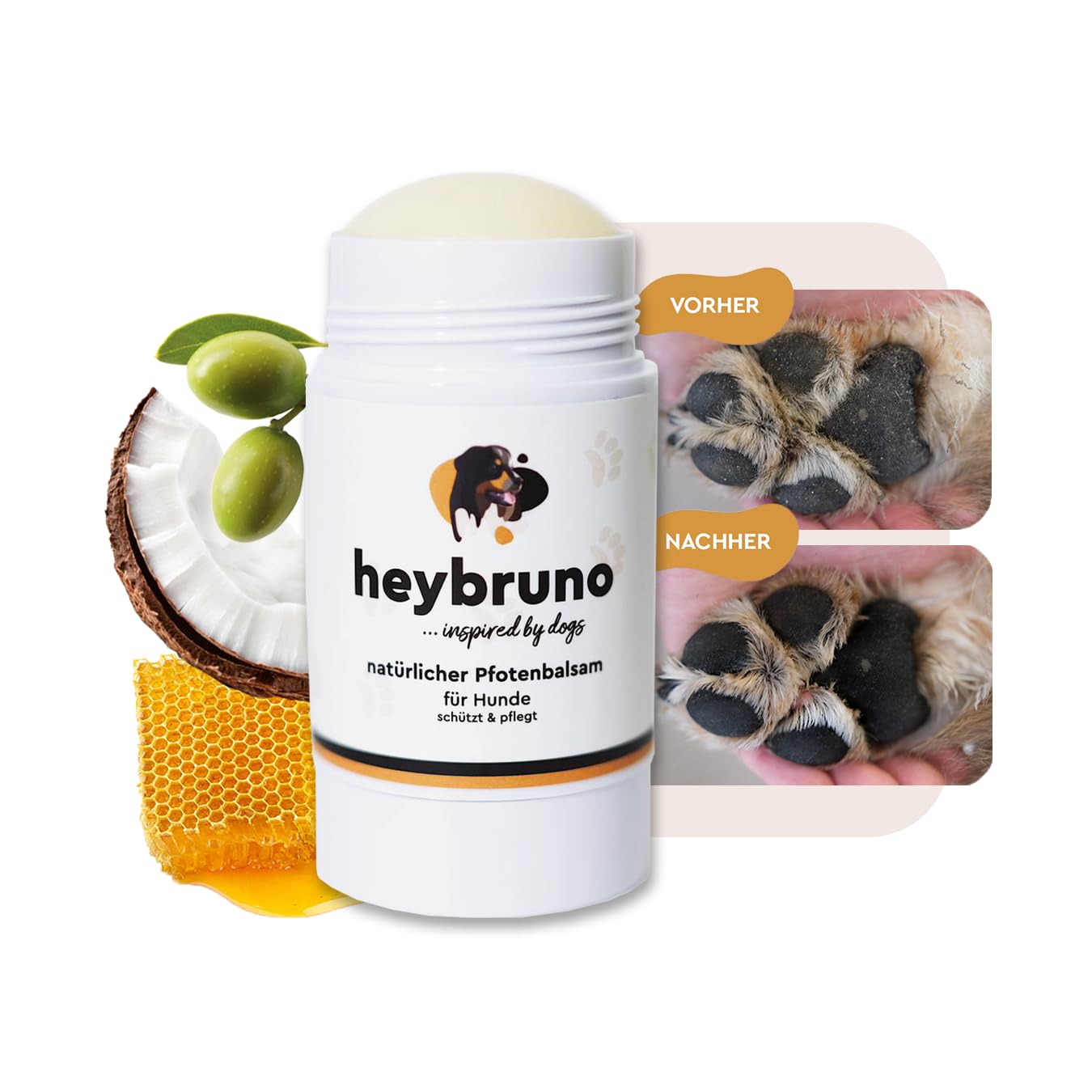 Paw Balm Dog | Natural Care as Stick with Coconut Oil | Protection in Winter & Summer Also for Puppies