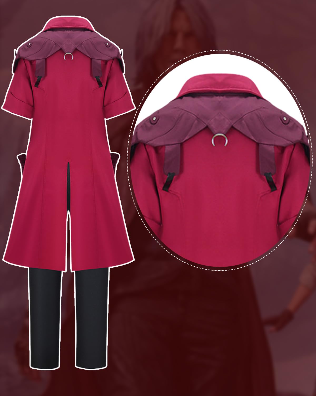 CR ROLECOS Dante Cosplay Disfraz de Diablo Rojo Abrigo Trenchcoat Chaqueta Larga Anime Cosplay Completo Set Halloween Carnaval