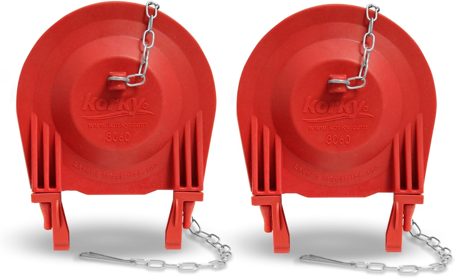 Korky Premium Large 3-Inch Universal Toilet Flapper - Long Lasting Rubber - Easy to Install - Made in USA, 3062 (2 Pack) Large (3") 2 Pack