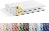 LINENHOME 100% Cotton Percale Twin Flat Sheet White - Crisp Cool Breathable Luxury Bedding Fits up to 18" Mattresses
