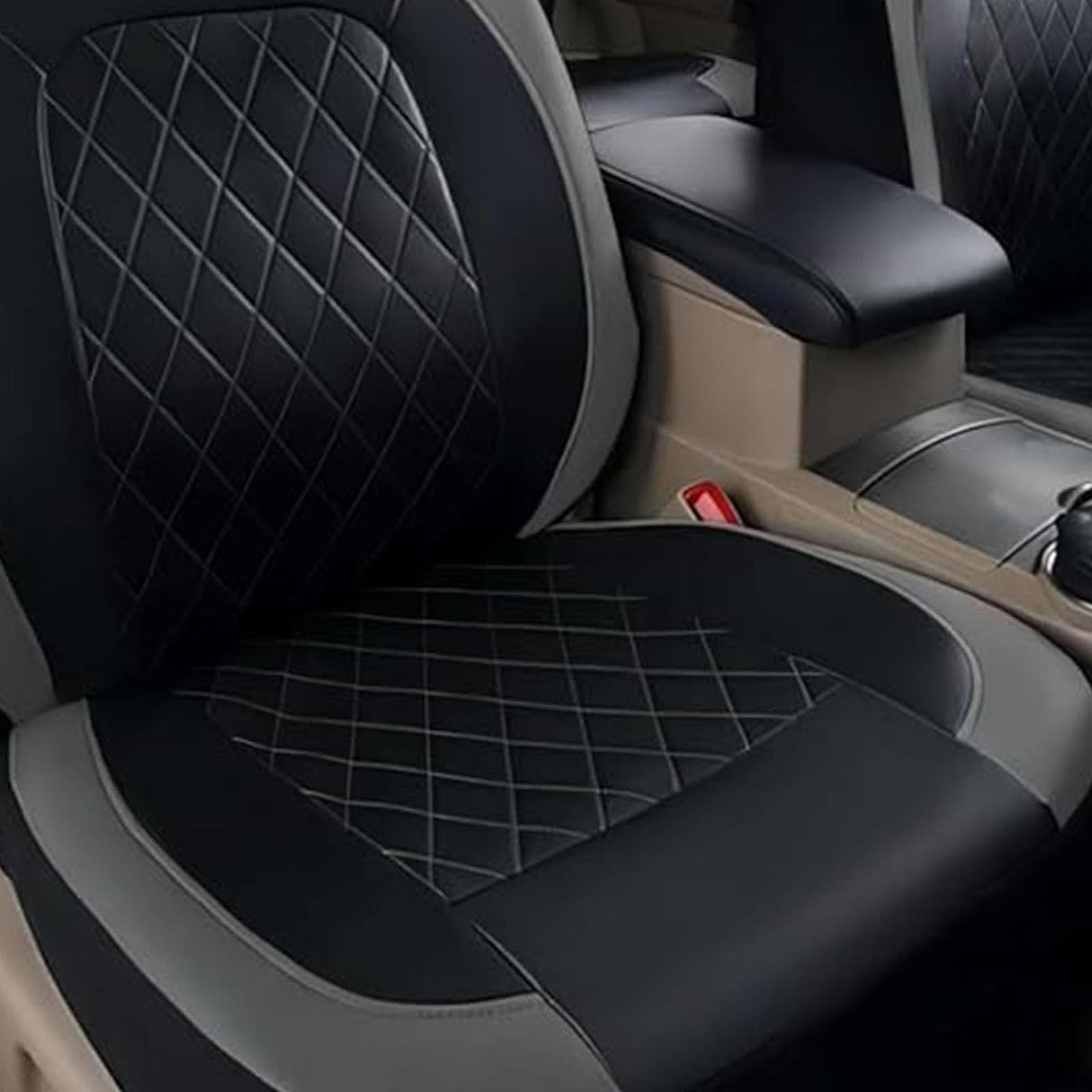 Auto Sitzbezüge Sets für Toyota Yaris (2005-2010) Toyota Yaris (2005-2010),PU Leder Autositzbezüge Vordersitze Rückbank Wasserdicht Allwetter Wasserdicht Innenraum Zubehör,D/Grey