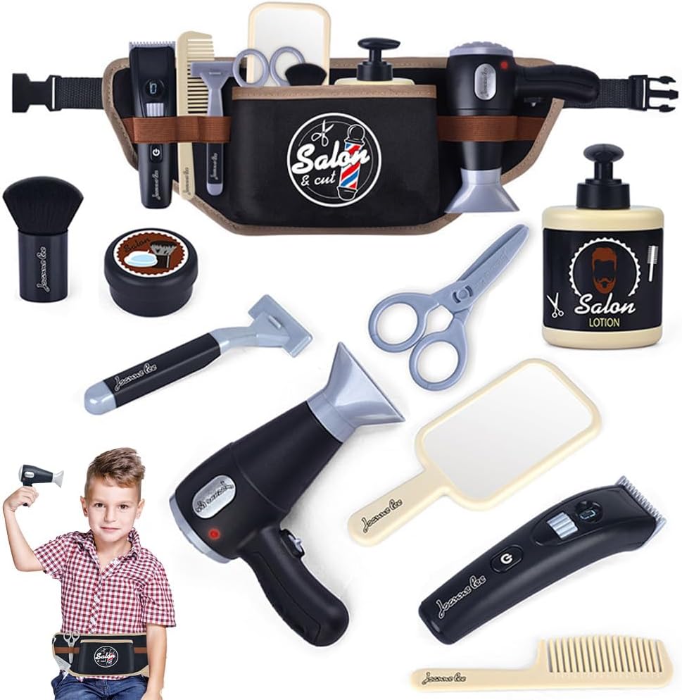 Mineup Role Play Toys for 3 4 5 Year, Hairdresser Role Play, Portable Hairdressing Toy Set, Kids Barber Shop Toy Set, Hair Salon Pretend Play Kit, Haircut Barber Set Toy, Salon Toys for 3-8 Year Kids