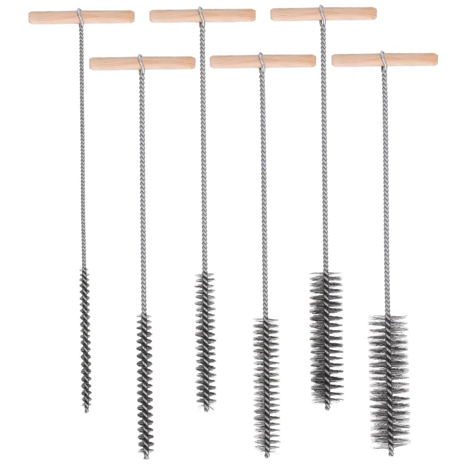 Zocipro 6Pcs Pipe Cleaner Brush Set, T-Shaped Cleaning Brushes with Wooden Handle