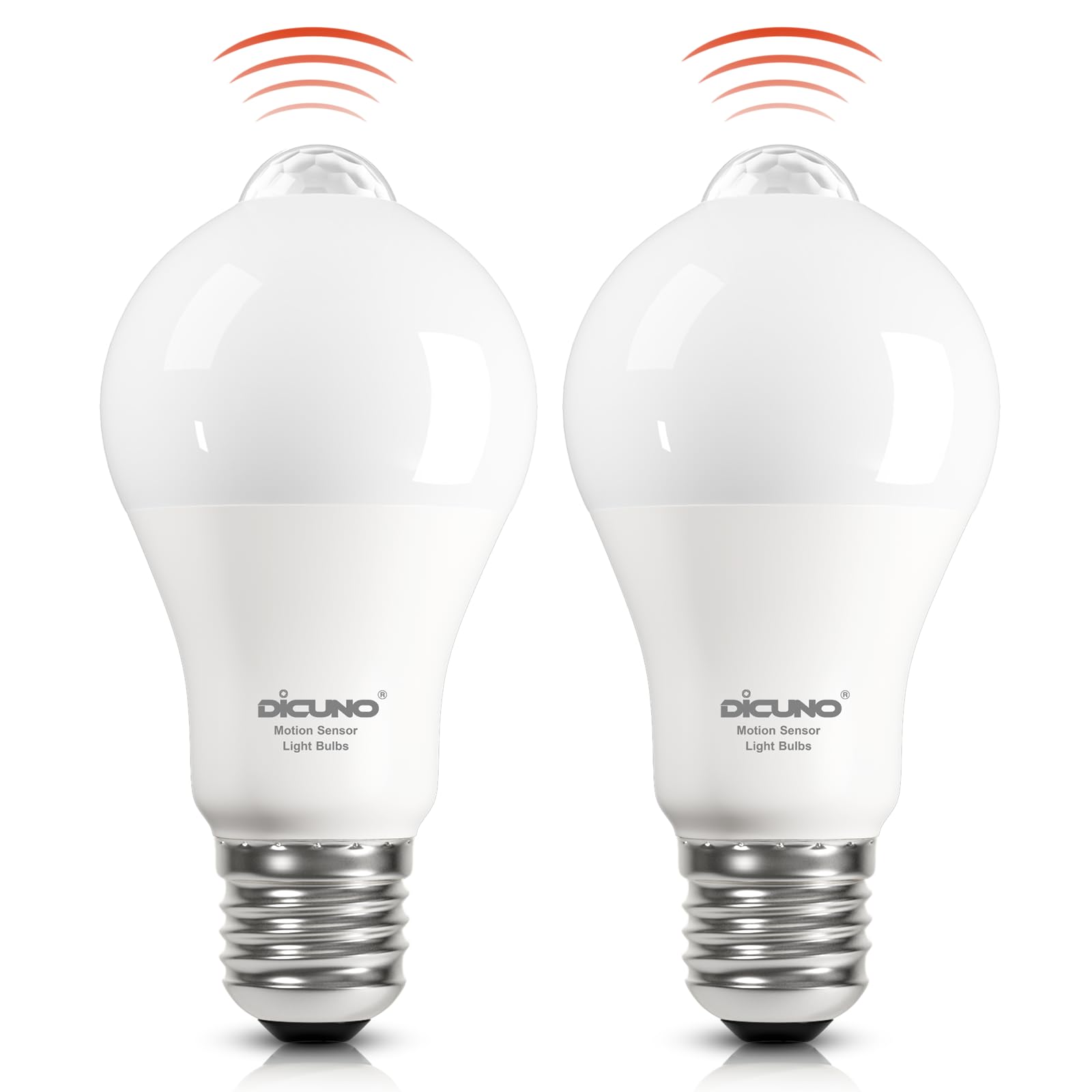 DiCUNO E27 LED Lampe mit PIR-Bewegungsmelder, 12W ersetzt 100W Energiesparlampe, LED PI-Sensor, Warmweiß 2700K, 1100LM, 80Ra, 120° Abstrahlwinkel, E27 Lichtsensor Glühbirne nicht dimmbar, 2er Set