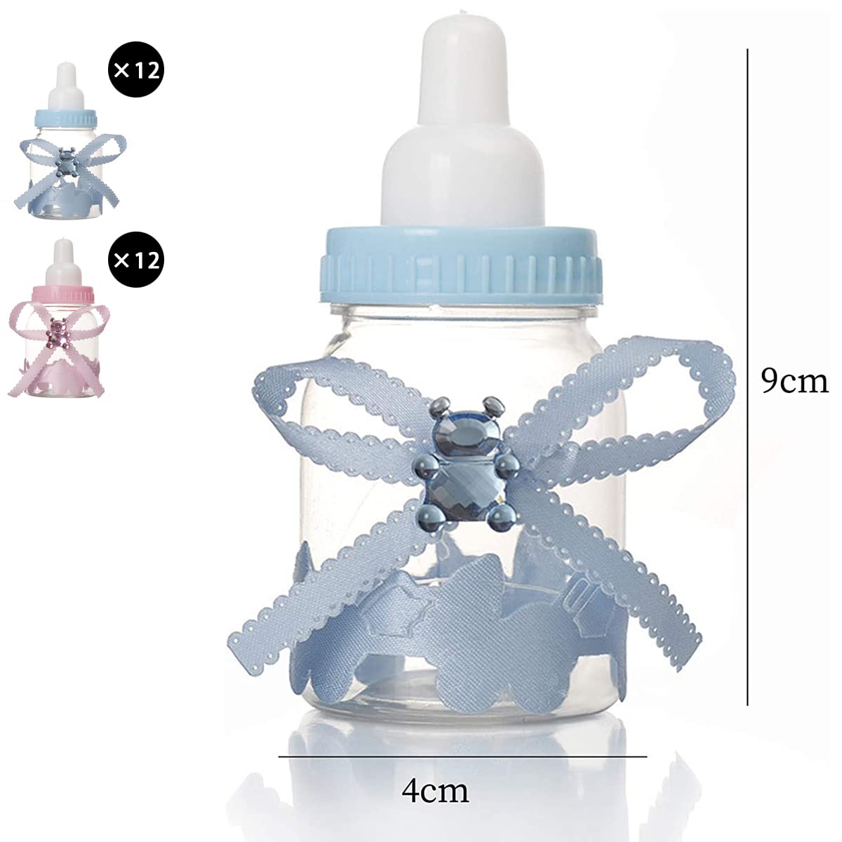 Schneespitze 24 pezzi Biberon Portaconfetti Vasetto Caramelle,Caramella Biberon Bottiglia,Favori di Nozze Forma di Bambino Bottiglia,Baby Shower Battesimo Bottigliette Regali Decorazione
