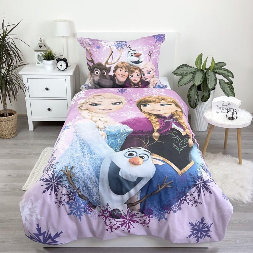 Funda nórdica Frozen reversible lila 135x200 de algodón transpirable y suave para pieles infantiles 3