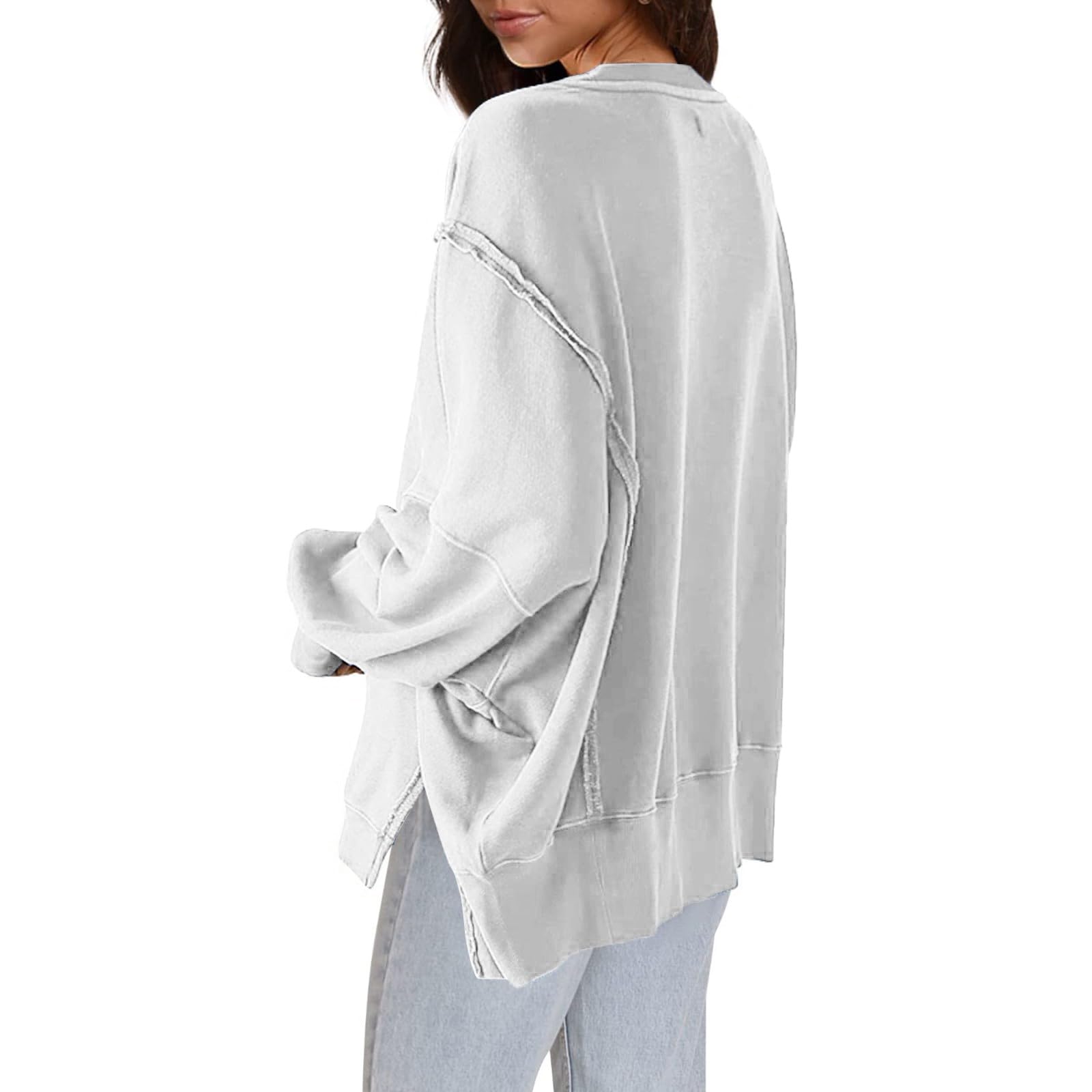Sudadera de mujer sin capucha para trabajo de oficina y mujer, blusa suelta