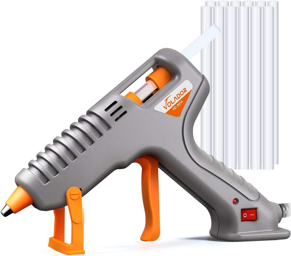 【60W】Hot Glue Gun, VOLADOR Anti-Drip Hot Melt Mini Glue Gun Kit with 12PCS Glue Sticks for DIY Arts Crafts Sealing Hobbies Home Repairs