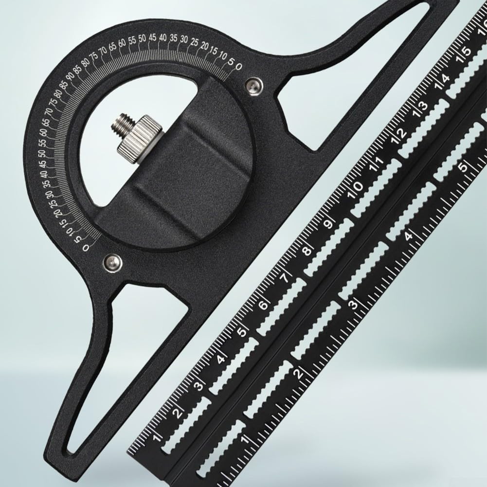 Squadra combinata di precisione in alluminio con meccanismo scorrevole e goniometro per layout strutturale carpenteria e misurazione tecnica (500 mm)
