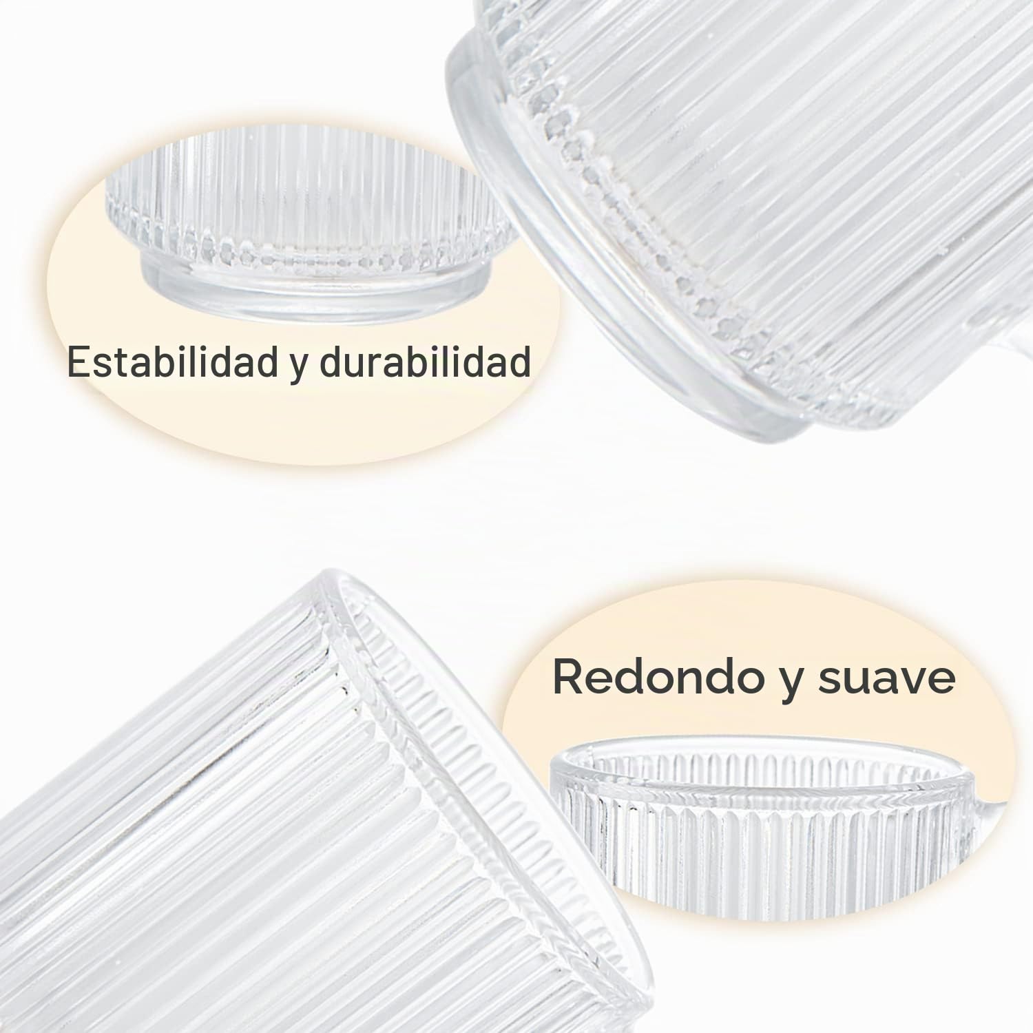 [Set de 6, 350ml] DESIGN•MASTER -Rayas Verticales de Taza, Taza de cristal para té/café con asa, Desayuno Mugs, Café de Vidrio, Perfecto para Café con Leche, Capuchino, Macchiato.