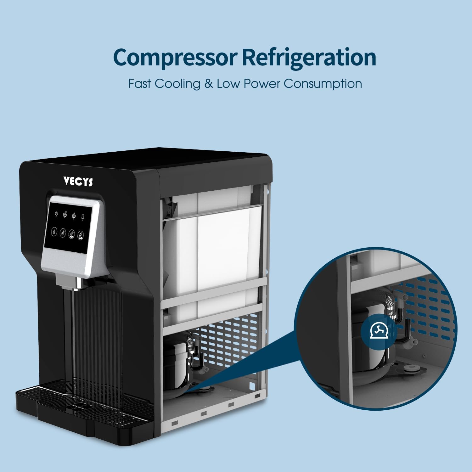 VECYS BYCZT573 Water Cooler and Ice Maker internal compressor refrigeration system