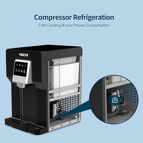 Miniatura 6 de VECYS Enfriador de agua sin botella con máquina de hielo, producción diaria de hielo de 18 libras para uso en autocaravanas y encimeras domésticas
