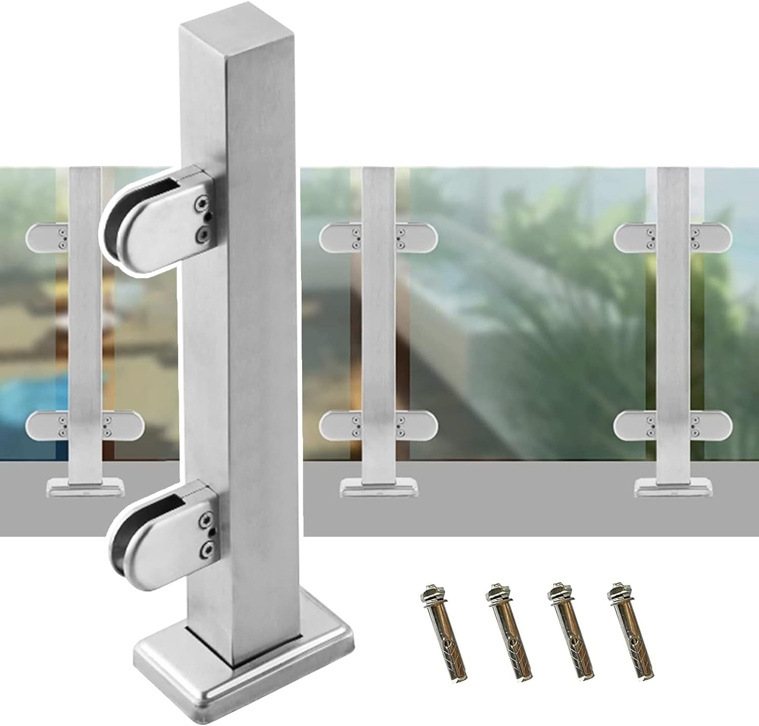 Balustrade d'escalier moderne avec poteaux en acier inoxydable pour votre terrasse