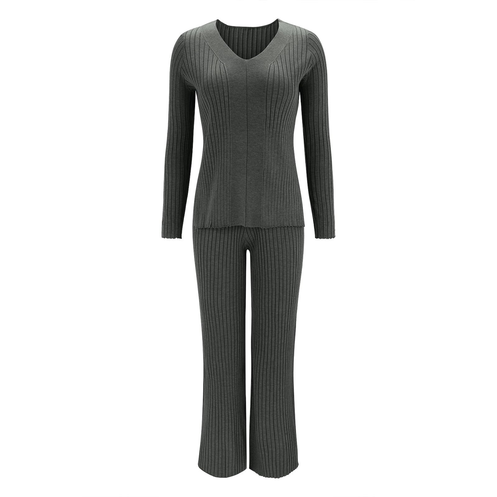 Conjunto de mujer Tailleur Elegante Mujer Ancha Chándal Mujer Ancho Elástico Mono Mujer Elegante Curvy Mono Para Casa Mujer Moda Mujer Otoño Invierno Conjunto Suéter y Pantalones Rectos