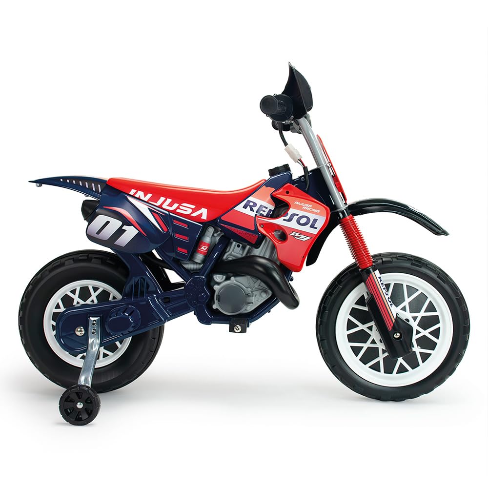 Moto électrique pour enfants 3 ans 4 ans 5 ans Repsol 6 V Bleu – Moto à batterie pour enfants avec roues de soutien - Poignée d'accélérateur - 5-6 km/h – INJUSA