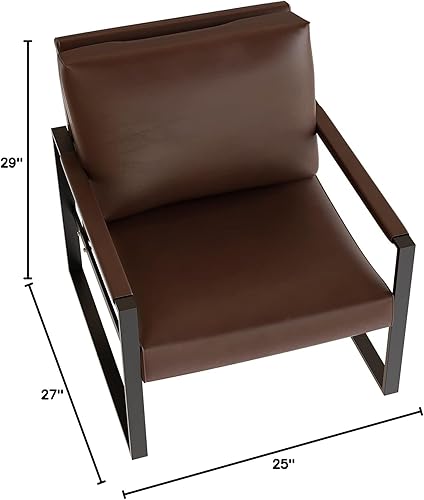 Miniatura 30 de Recaceik Juego de 2 sillas decorativas de cuero, con cojín ergonómico extragrande, marco de metal resistente, antiarañazos, para sofá, silla Gris