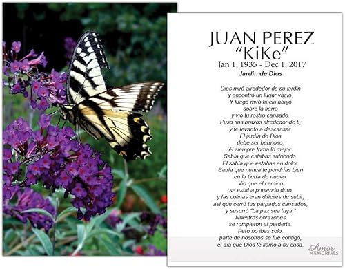 Miniatura 1 de Tarjetas Funerales De Recordatorio (50 tarjetas) FPC036ES Mariposa
