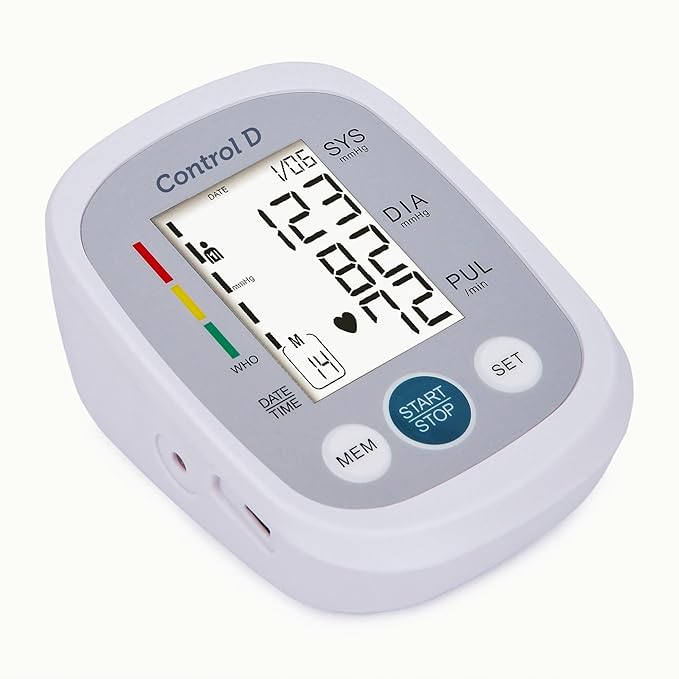 Control D Homely CPort BP Monitor Automatic Accurate Digital Blood Pressure Checking Machine Upper Arm Portable BP Machine (White, Silver)