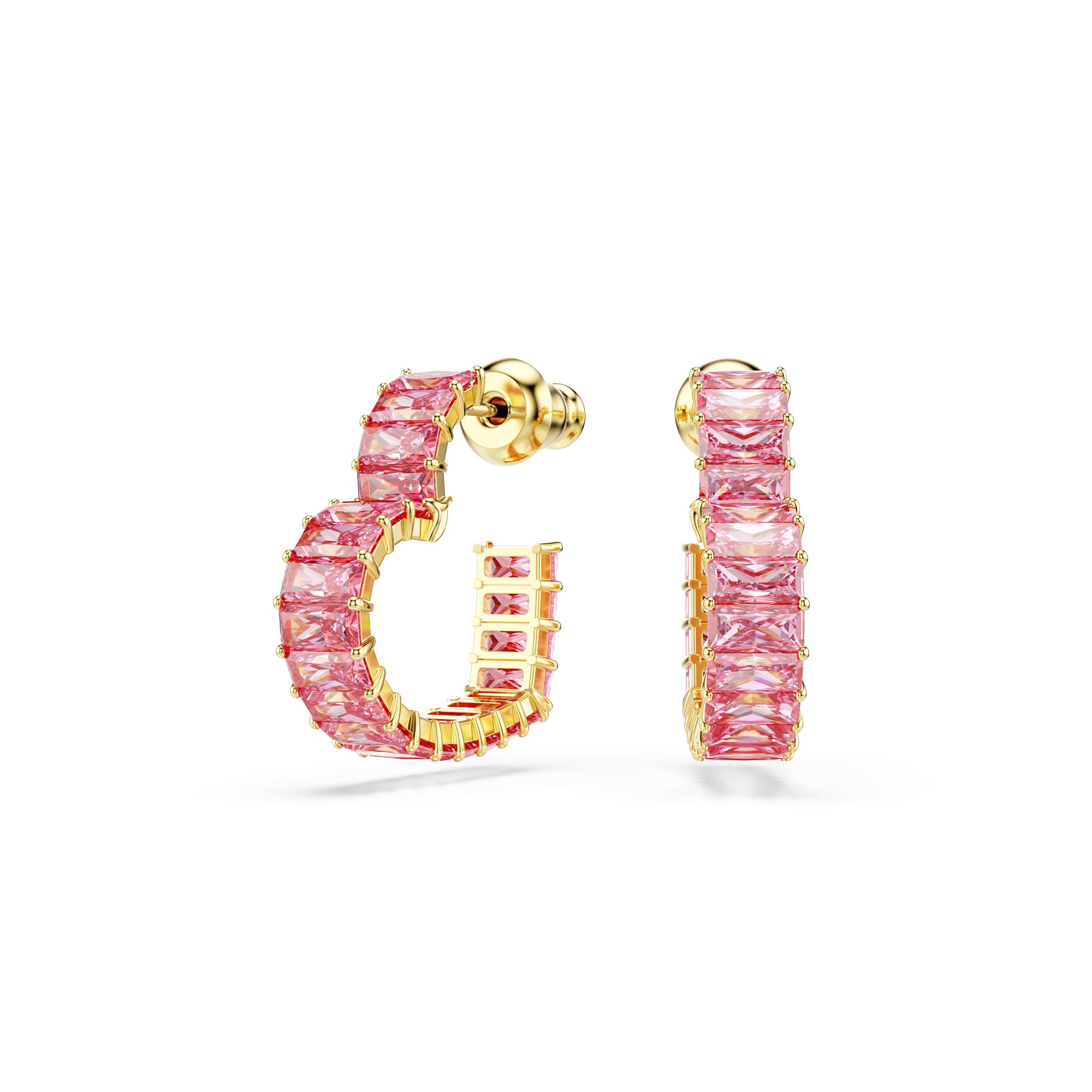 

                                                    Swarovski Matrix hoop earrings, Baguette cut, Hear