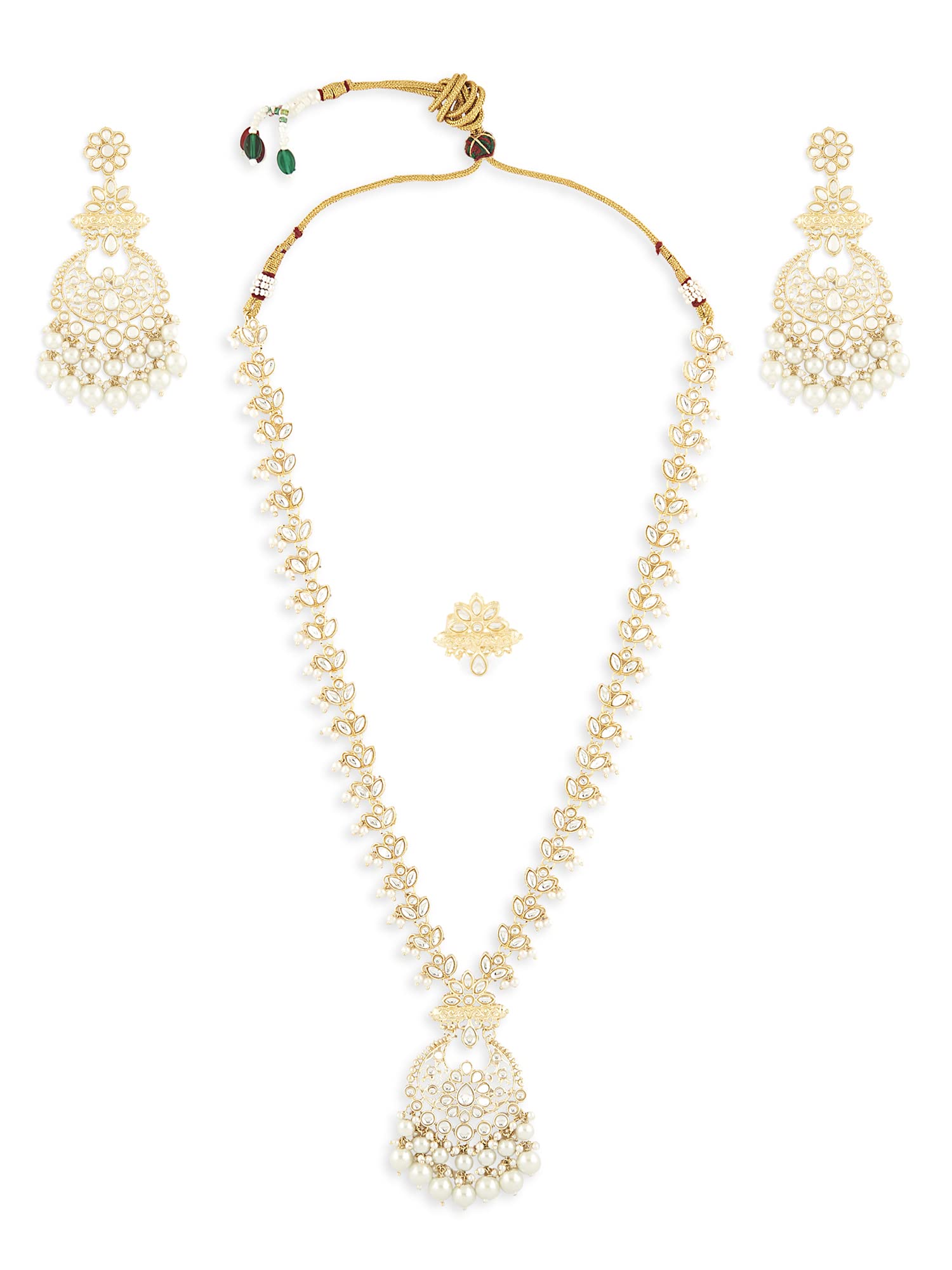 ZAVERI PEARLS Gold Tone Dazzling Kundan & Pearls Bridal Necklace Earring & Ring Set For Women-ZPFK13616 (B0B2LXRYCT) Amazon Price History, Amazon Price Tracker