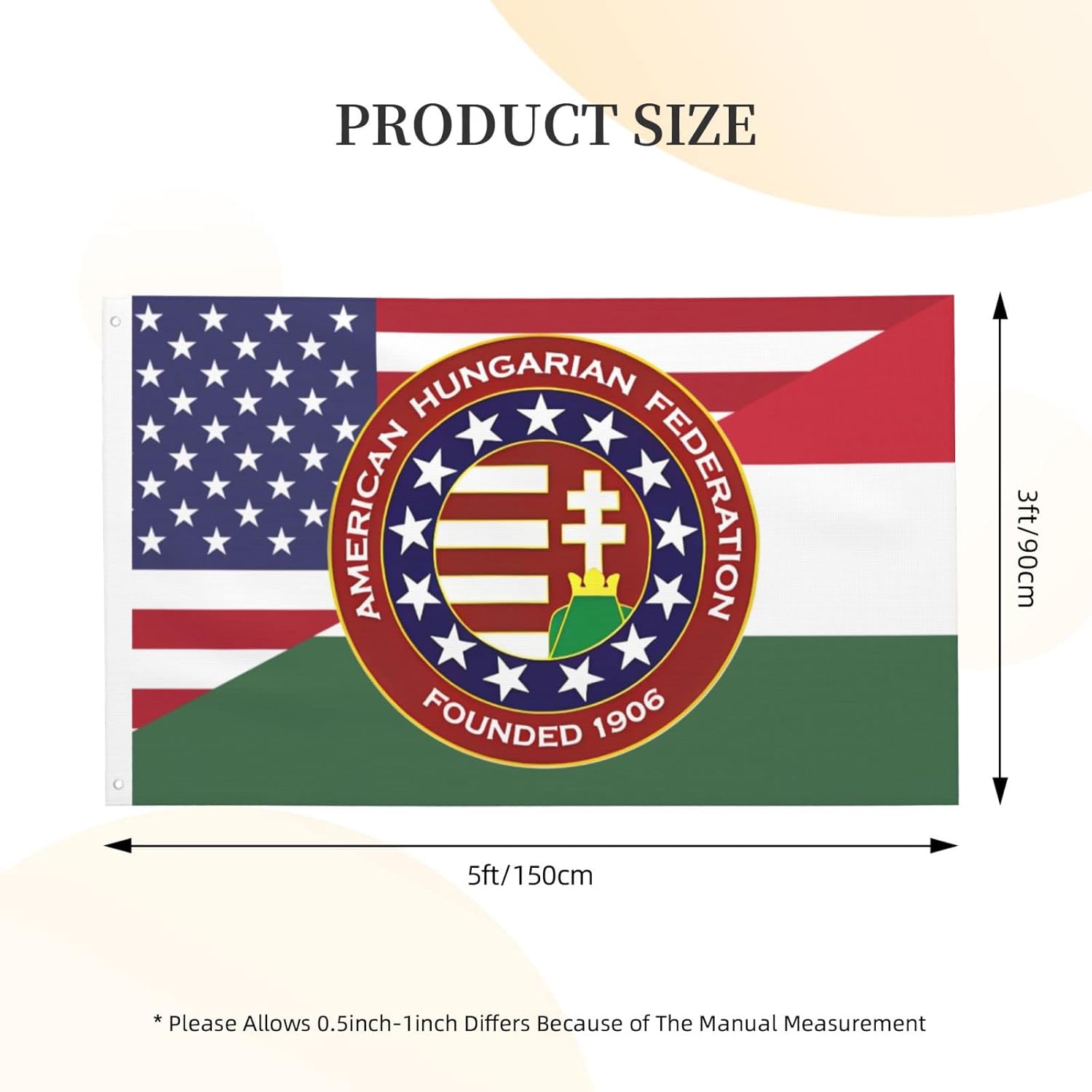 American Hungarian Fedration Outdoor Yard Decoration For Flags, Festivals, Celebrations, Parties, Parades Colorful Multi-Scene Full Size Double-Sided Printed Flags 3x5 Ft