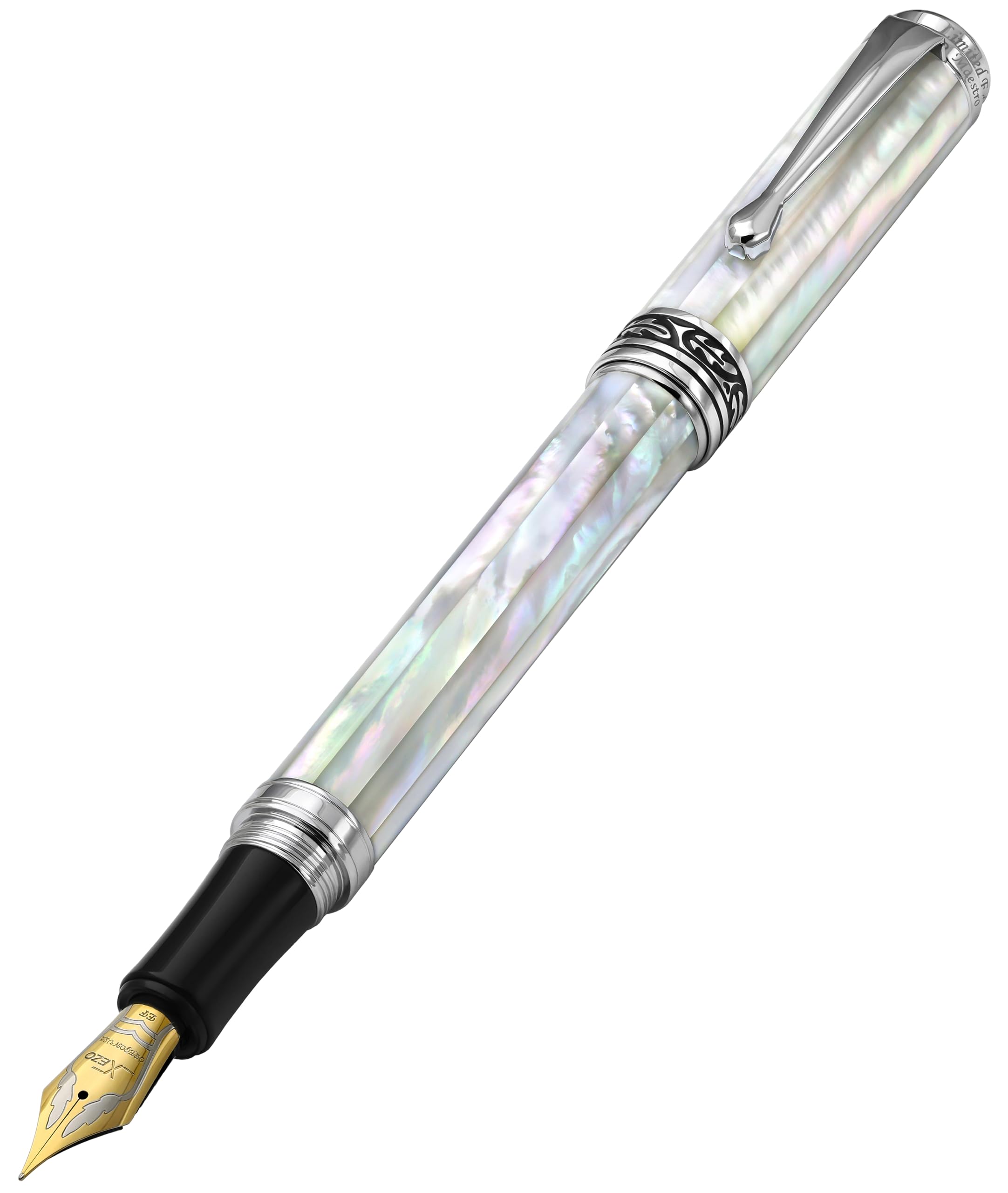 Xezo Maestro Fountain Pen, Extra Fine Nib. Oceanic White Mother of Pearl. No Two Pens Alike. Handcrafted, Limited Edition, Serialized โ image 1