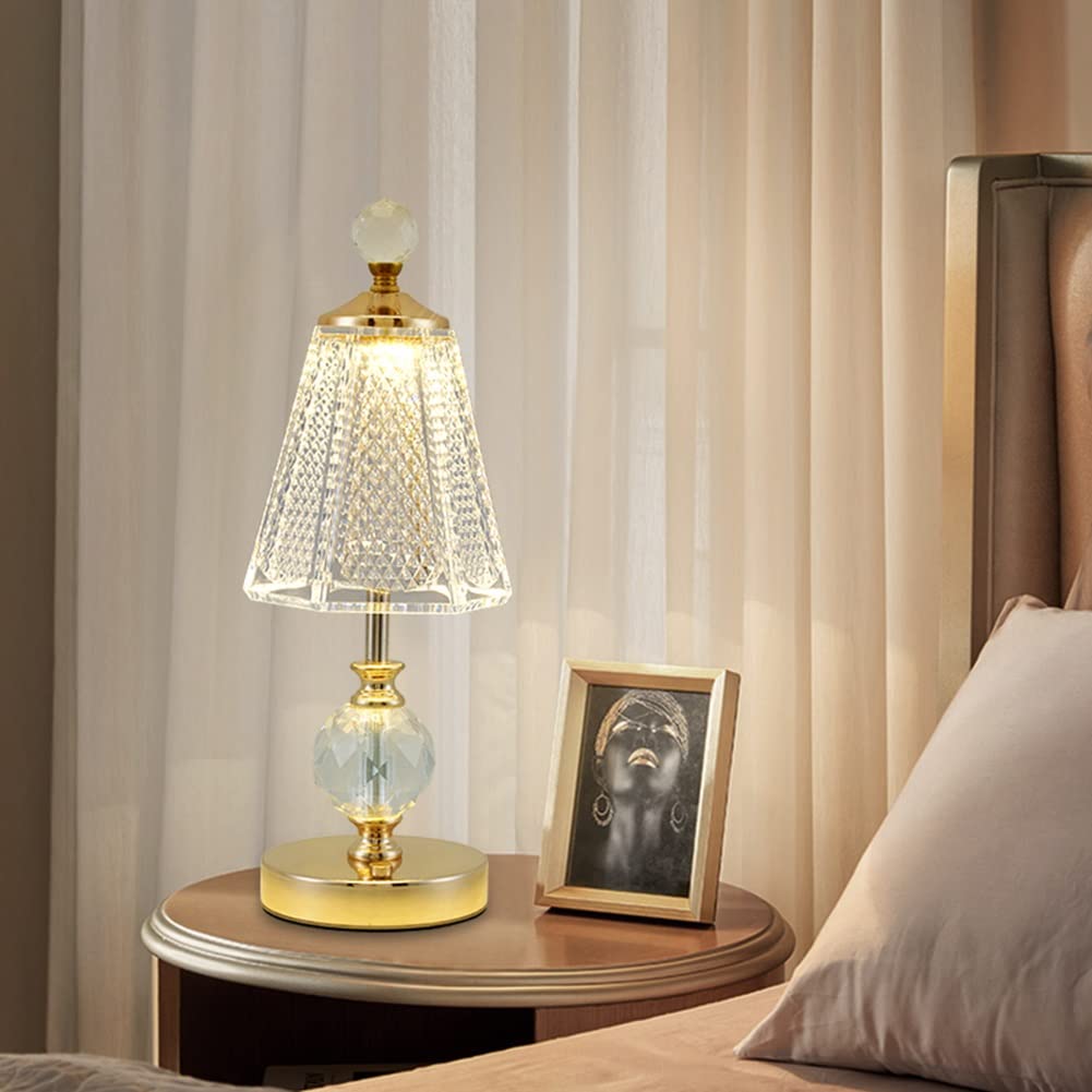 Lámparas de Mesa para Dormitorio Lámpara de Escritorio LED inalámbrica Sensor táctil Lámpara Recargable a batería Lámpara de Metal Lámpara de Lectura Regulable para Dormitorio (A)