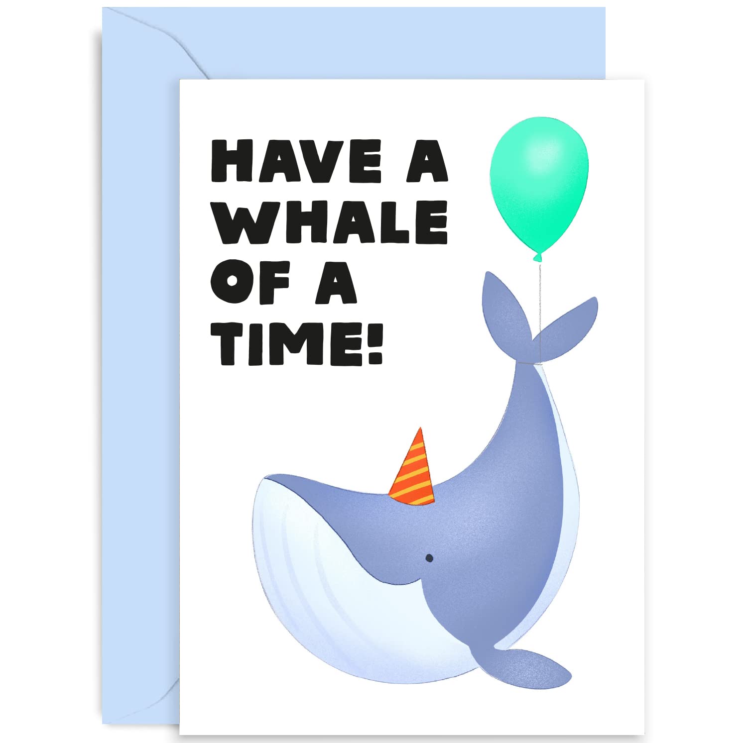 Old English Co. Geburtstagskarte „Have A Whale Of A Day“ – Lustige Wal-Karte, 15x15 Cm, Innen Blanko