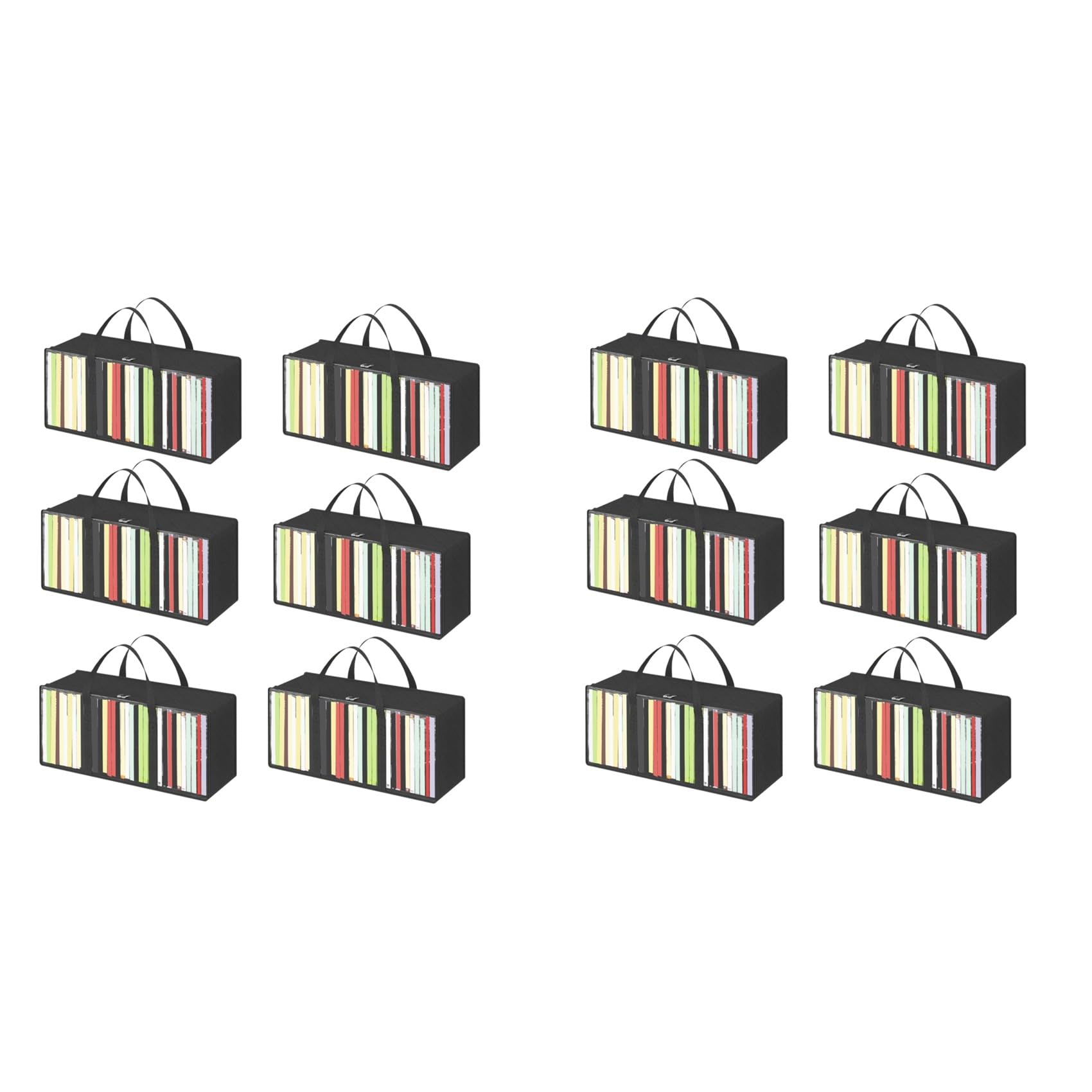 12 sacchetti per DVD, organizer trasparente in PVC con manici e chiusura , supporto multimediale