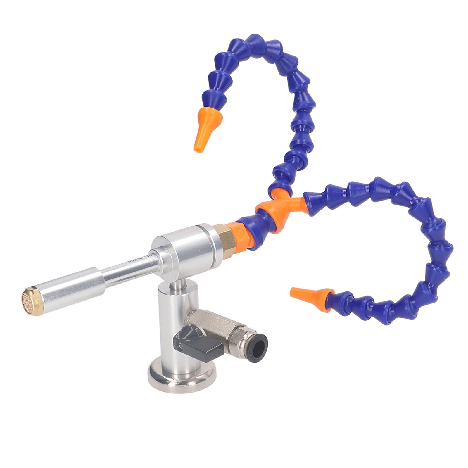 Juego de pistola de enfriamiento de aire frío para procesamiento industrial de metales y madera: incluye tubo flexible de doble extremo, conectores, válvula y base magnética, con