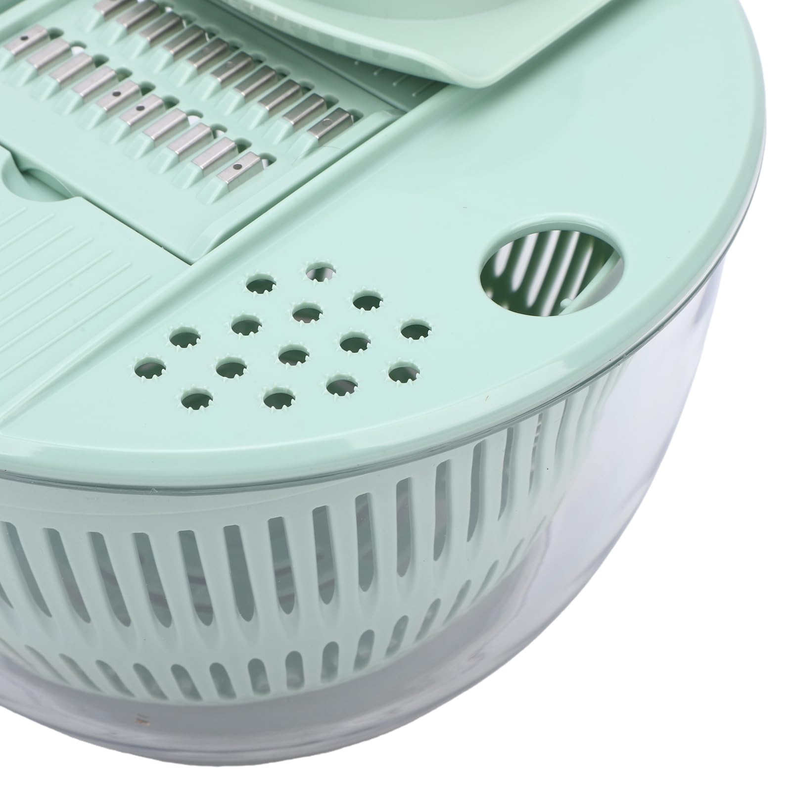 Aramox Ensalada, Secador de Verduras de Acero Inoxidable ABS PP de 5,3 Cuartos de Galón con 5 Cuchillas, Tazón para Triturar en Seco, Secador Manual para Preparación de Ensaladas, Uso en la Cocina