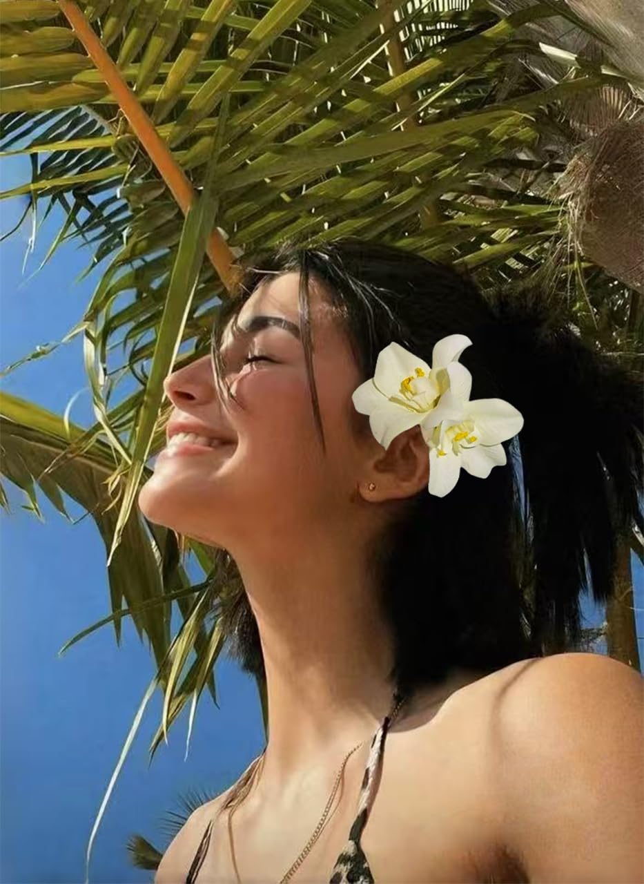 6 pinzas para el pelo de flores hawaianas, 3.5 pulgadas, horquillas de pelo de hibisco de plumeria, pinzas para el pelo para mujeres, bodas, accesorios para el cabello de flores, clip para niñas