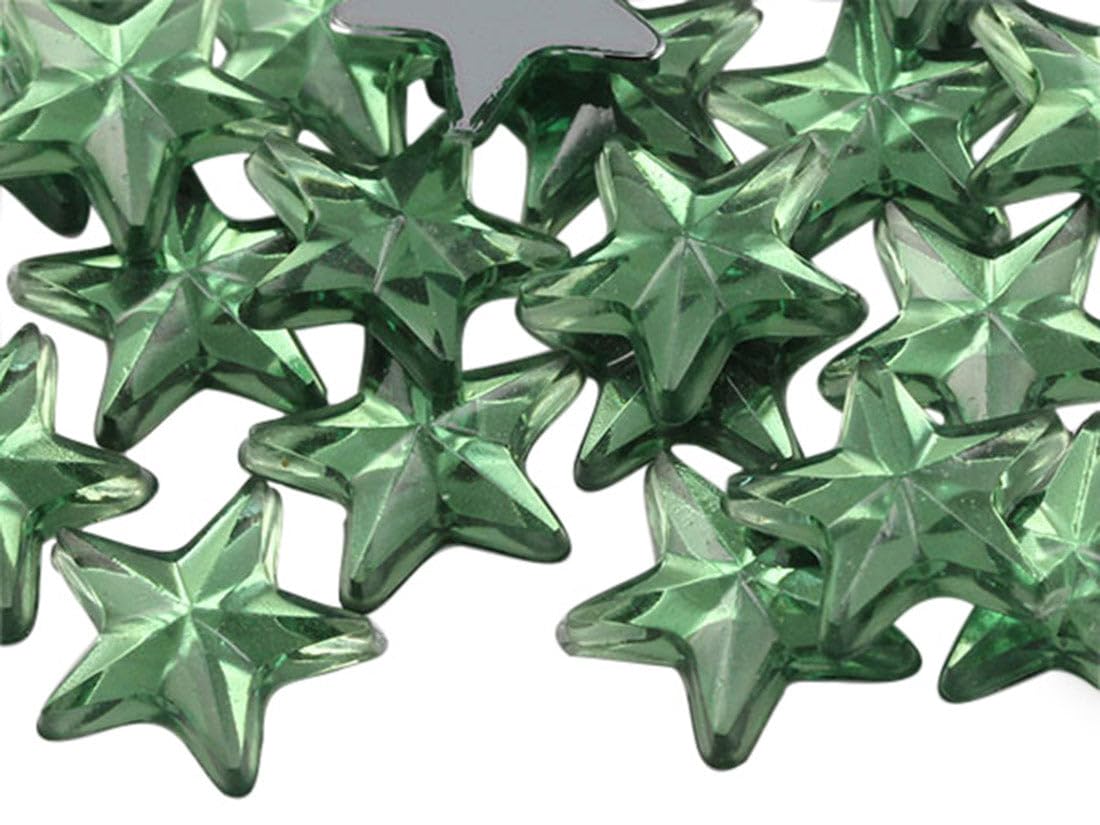 Allstarco Green Peridot .Pd Star Rhinestones Embelishments 15Mm Flat Back Acrylic Plastic Gems For Jewelry, Crafts, Costumes, Invitations, Cosplay - 35 Pieces (Green Peridot .Pd)