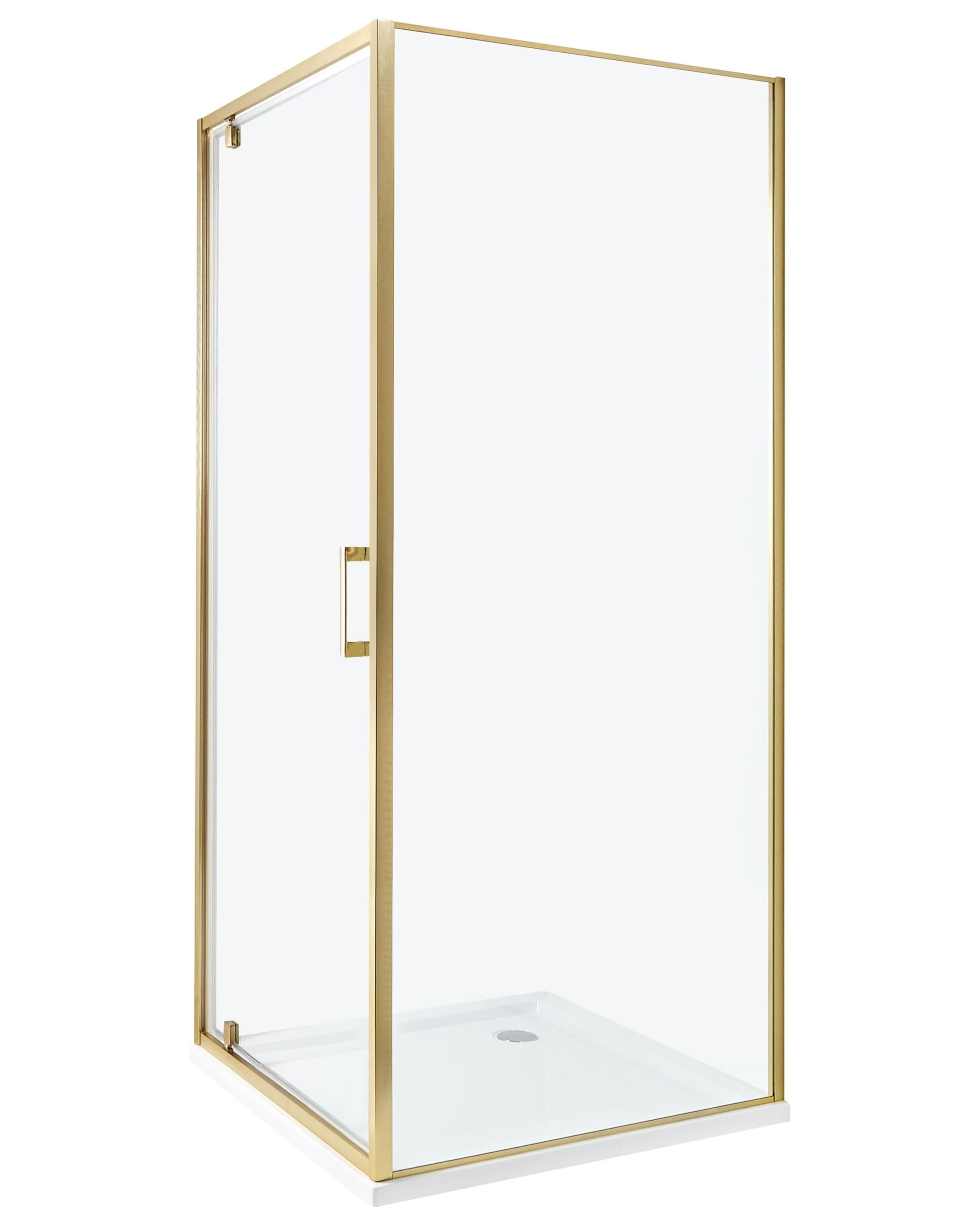 Cabina de ducha cuadrada de vidrio templado una puerta dorado 80 x 80 x 185 cm Darli