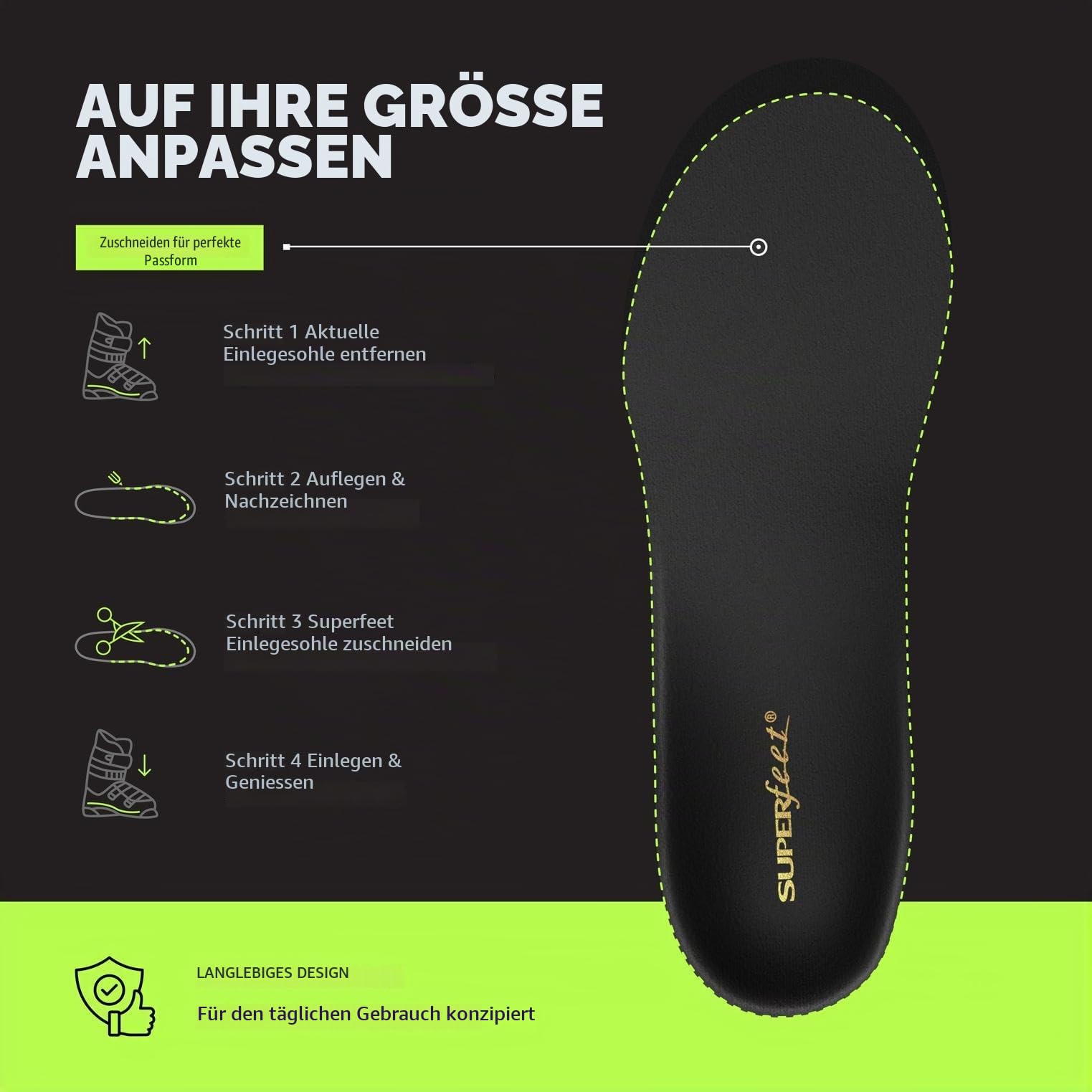Superfeet Winter Thin Support Einlegesohlen, EU 42-44