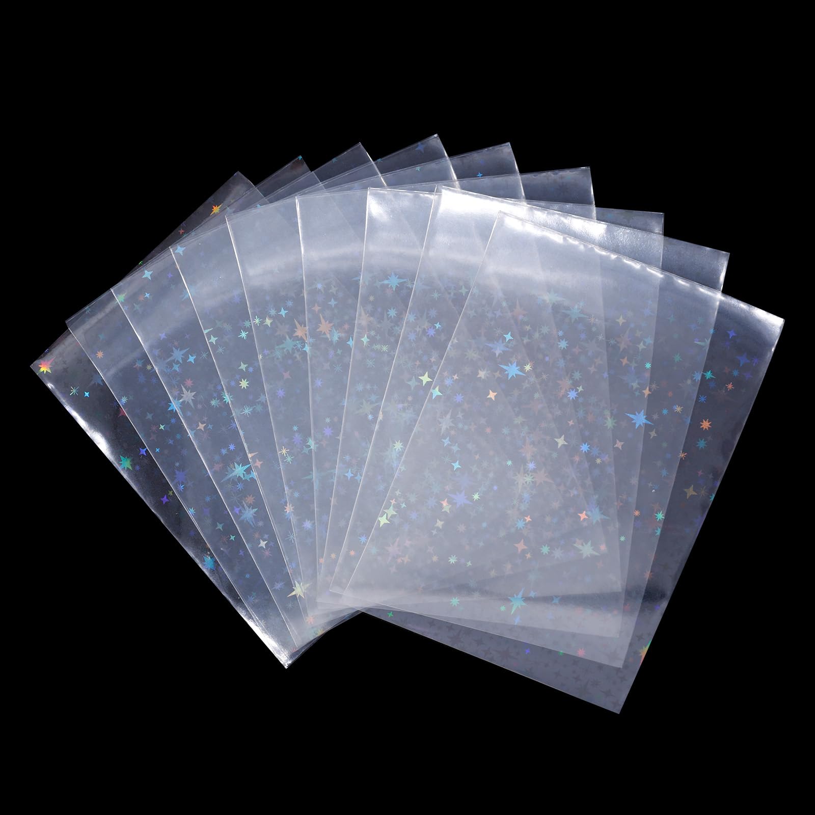 100pcs Photocard Sleeves, 9.1x6.5cm/3.58x2.56in Star-Shape Laser Flashing Trading Photo Card Sleeves Holographic Foil Protective Cover for Card Enthusiasts — image 1