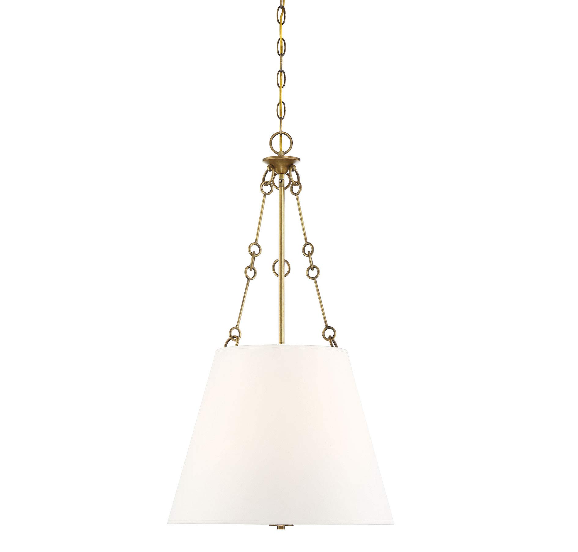 Savoy House 7-2201-4-322 Austin Traditional Bohemian Vintage White Fabric Pendant, 4-Light 240 Total Watts, 32" H x 18" W, Warm Brass
