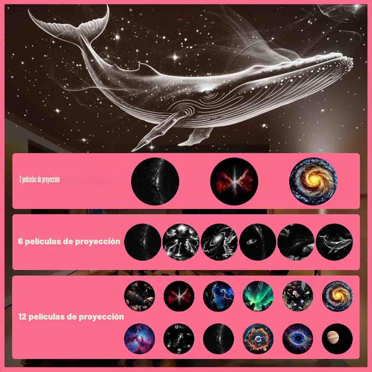 Proyector De Galaxia 2 En 1 Luz Nocturna,Recargable Usb Proyector De Galaxias Y Estrellas,áMpara Led Espacial Ajustable De 360°,Fiestas Y Techo Del Coche,Dormitorio,DecoracióN De Techos (12pc slides)