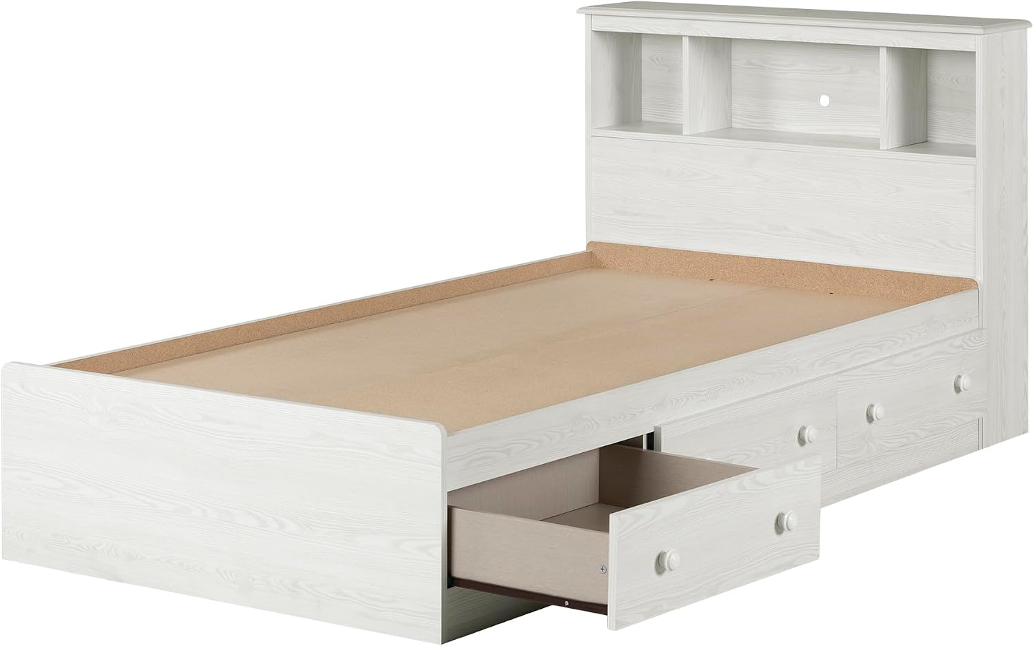 South Shore Summer Breeze Bed and headboard Set White Pine, Coastal