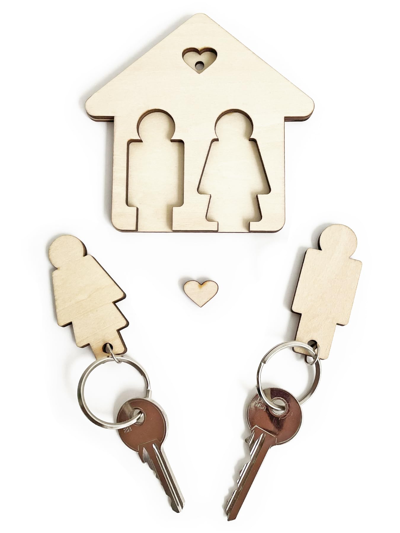 LAC EVERYTHING EVERYWHERE Llaveros para Parejas de Madera en Forma de Casita 10×10 - Regalo Aniversario Pareja - Llavero Casa Nueva Regalos Originales para Mujer y Hombre