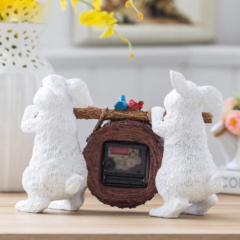 VBNHGF Statue Sculptures 8 Inch Decorative Cute Two White Rabbits