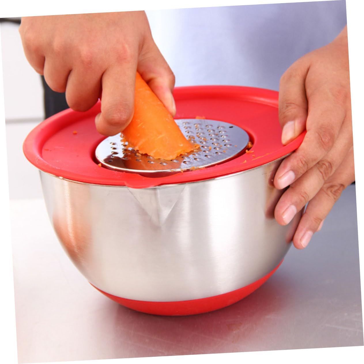 1Set Mixing Bowls with Handle and Salad Storage Bowls with Base for Egg Beating Food Prep and Serving